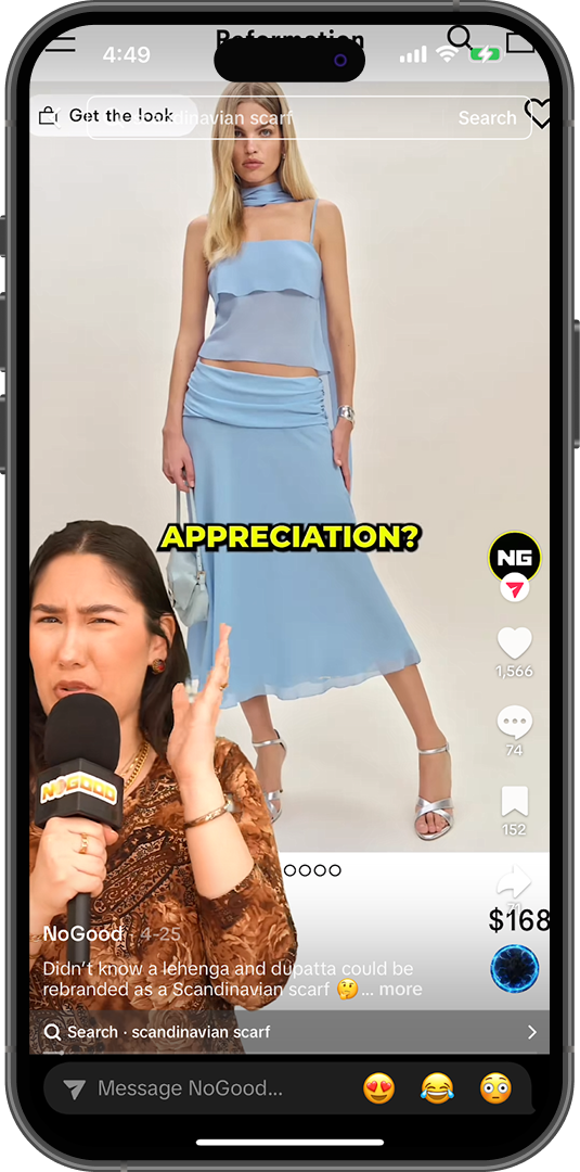 A TikTok talking about Revolve's controversy.